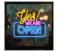 XENITE Hanging Art Neon Signs Yes! We are Open Neon Signs Dimmable Light for Wall Decor Business Window Door Coffee Bar Shop Hotel Party 30x34.5cm