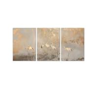 XENITE Wall Art Canvas Prints 3pcs Japanese Crane Abstract Canvas Prints Poster Neutral Modern Animal Aesthetic Canvas Painting For Bedroom Home Decor(50x70cm)