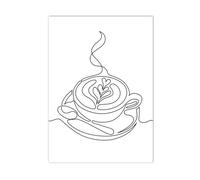XENITE Wall Art Canvas Prints Abstract One Line Drawing Coffee Cup Woman Dinnerware Posters Prints Wall Art Aesthetics Canvas Painting For Modern Home Decor(C,30x40cm)