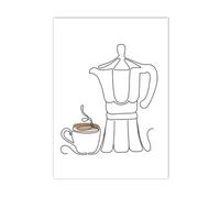 XENITE Wall Art Canvas Prints Abstract One Line Drawing Coffee Cup Woman Dinnerware Posters Prints Wall Art Aesthetics Canvas Painting For Modern Home Decor(E,30x40cm)
