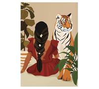 XENITE Wall Art Canvas Prints Abstract South Asian Indian Black Women Poster No Frame Canvas Painting Wall Art Modern Girls Room Home Decor Mural(I,40x60cm)