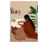 XENITE Wall Art Canvas Prints Abstract South Asian Indian Black Women Poster No Frame Canvas Painting Wall Art Modern Girls Room Home Decor Mural(H,20x30cm)