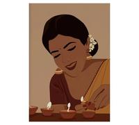 XENITE Wall Art Canvas Prints Abstract South Asian Indian Black Women Poster No Frame Canvas Painting Wall Art Modern Girls Room Home Decor Mural(E,40x60cm)