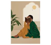 XENITE Wall Art Canvas Prints Abstract South Asian Indian Black Women Poster No Frame Canvas Painting Wall Art Modern Girls Room Home Decor Mural(N,50x70cm)