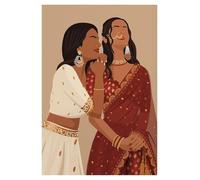 XENITE Wall Art Canvas Prints Abstract South Asian Indian Black Women Poster No Frame Canvas Painting Wall Art Modern Girls Room Home Decor Mural(G,20x30cm)