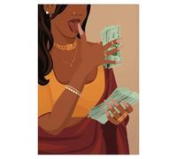 XENITE Wall Art Canvas Prints Abstract South Asian Indian Black Women Poster No Frame Canvas Painting Wall Art Modern Girls Room Home Decor Mural(F,60X90cm)