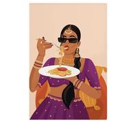 XENITE Wall Art Canvas Prints Abstract South Asian Indian Black Women Poster No Frame Canvas Painting Wall Art Modern Girls Room Home Decor Mural(K,20x30cm)