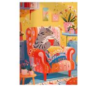 XENITE Wall Art Canvas Prints Animal White Cats Eat Ice Cream Flower Sleeping Drink Coffee Poster Canvas Painting Wall Art Print Pictures Home Decor(H,20x30cm)