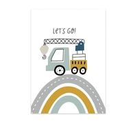 XENITE Wall Art Canvas Prints Cartoon Tractor Excavator Crane Posters Print Aesthetics Wall Art Canvas Painting For Living Room Modern Home Decor (H,20x30cm)