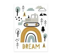 XENITE Wall Art Canvas Prints Cartoon Tractor Excavator Crane Posters Print Aesthetics Wall Art Canvas Painting For Living Room Modern Home Decor (P,40x60cm)