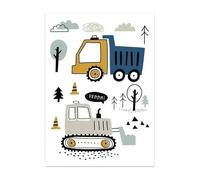 XENITE Wall Art Canvas Prints Cartoon Tractor Excavator Crane Posters Print Aesthetics Wall Art Canvas Painting For Living Room Modern Home Decor (K,40x50cm)