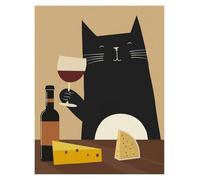 XENITE Wall Art Canvas Prints Cheese On Table Cats Drinking Wine Poster Prints Wall Art Canvas Painting For Room Office School Stuff Home Decor(C,40x50cm)
