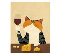 XENITE Wall Art Canvas Prints Cheese On Table Cats Drinking Wine Poster Prints Wall Art Canvas Painting For Room Office School Stuff Home Decor(A,20x30cm)