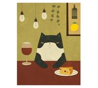 XENITE Wall Art Canvas Prints Cheese On Table Cats Drinking Wine Poster Prints Wall Art Canvas Painting For Room Office School Stuff Home Decor(F,40x50cm)