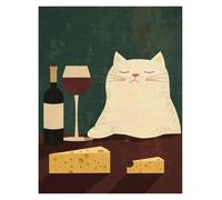 XENITE Wall Art Canvas Prints Cheese On Table Cats Drinking Wine Poster Prints Wall Art Canvas Painting For Room Office School Stuff Home Decor(G,20x30cm)