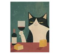 XENITE Wall Art Canvas Prints Cheese On Table Cats Drinking Wine Poster Prints Wall Art Canvas Painting For Room Office School Stuff Home Decor(D,30x40cm)
