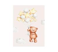XENITE Wall Art Canvas Prints Cute Bear Rabbit Giraffe On Moon Stars Posters Canvas Printing Modern Wall Art Picture For Living Room Home Decor(B,30x40cm)