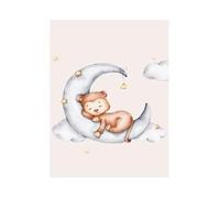 XENITE Wall Art Canvas Prints Cute Bear Rabbit Giraffe On Moon Stars Posters Canvas Printing Modern Wall Art Picture For Living Room Home Decor(A,40x60cm)