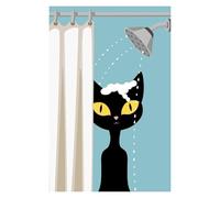 XENITE Wall Art Canvas Prints Fun Black Cat Tea Kitchen Art Retro Bathroom Black Cat Posters No Frame Prints Canvas Painting Home Decor(B,50x70cm)