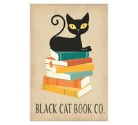 XENITE Wall Art Canvas Prints Fun Black Cat Tea Kitchen Art Retro Bathroom Black Cat Posters No Frame Prints Canvas Painting Home Decor(P,20x30cm)