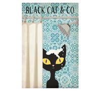 XENITE Wall Art Canvas Prints Fun Black Cat Tea Kitchen Art Retro Bathroom Black Cat Posters No Frame Prints Canvas Painting Home Decor(I,20x30cm)