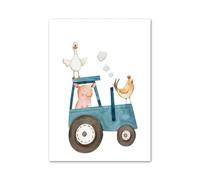 XENITE Wall Art Canvas Prints Goose Nursery Farm Animals Pig Cow Sheep Chicken Posters Minimalist Print Canvas Painting Wall Art For Living Room Home Decor(C,40x60cm)
