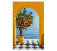 XENITE Wall Art Canvas Prints Italian Lemon Orange Olive Tree Retro Mediterranean Landscape Poster No Frame Canvas Painting Home Decoration(A,20x30cm)