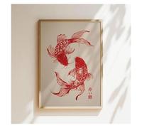 XENITE Wall Art Canvas Prints Japanese Red Koi Fish Prints Poster Modern Minimalism Aesthetic Wall Art Canvas Painting Bedroom Living Room Kitchen Home Decor(D,30x40cm)