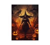 XENITE Wall Art Canvas Prints Magic Black Cat Pumpkin Witch Poster No Frame Funny Canvas Painting Aesthetic Picture Wall Art Home Decor