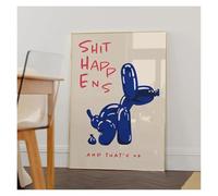 XENITE Wall Art Canvas Prints Modern Blue Balloon Dog Wall Art Canvas Prints Shit Happens And That's Ok Painting Quote Posters For Home Decor(40x60cm)
