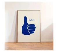 XENITE Wall Art Canvas Prints Retro Thumbs Up Blue Print Poster Modern Minimalist Wall Art Canvas Painting For Living Room Bedroom Home Decor(50x70cm)