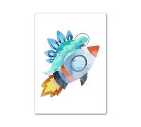 XENITE Wall Art Canvas Prints Space Dinosaur Rocket Ship Alphabet Nordic Posters And Prints Wall Art Canvas Painting Cartoon For Kids Room Decor(A,50x70cm)