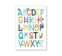 XENITE Wall Art Canvas Prints Space Dinosaur Rocket Ship Alphabet Nordic Posters And Prints Wall Art Canvas Painting Cartoon For Kids Room Decor(E,30x40cm)