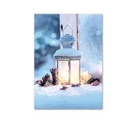XENITE Wall Art Canvas Prints Winter Snow Sunlight Forest Lake Deer Cabin Nordic Wall Art Print Canvas Painting Posters For Living Room Modern Home Decor(D,50x70cm)