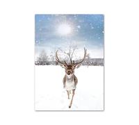 XENITE Wall Art Canvas Prints Winter Snow Sunlight Forest Lake Deer Cabin Nordic Wall Art Print Canvas Painting Posters For Living Room Modern Home Decor(B,40x60cm)