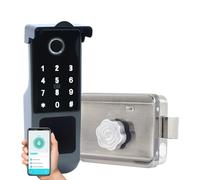 Xenocam Waterproof Outdoor Gate Smart Rim Door Lock WiFi Fingerprint Lock Support Password IC Card Key Wiring Digital Gate Access Control for Tuya