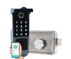Xenocam Waterproof Outdoor Gate Smart Rim Door Lock WiFi Fingerprint Lock Support Password IC Card Key Wiring Digital Gate Access Control for Tuya