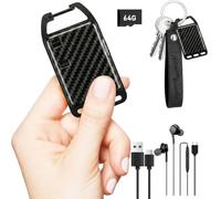 XENOKAITIR 64GB Voice Recorder, Type-C, WAV, One-Click, Lectures | 64GB Storage |Built-in Speaker | Smart Sound Mode (≈45dB) | Type-C Charge+Data | 3.5mm Audio Out | Spring Clip+Keyring