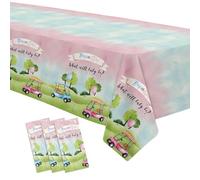 Xenorik Golf Gender Reveal Decorations Tablecloth - Disposable Blue Or Pink Golf Gender Reveal Party Supplies Table Cover, He Or She Golf Gender Reveal Party Table Cloth, 3 Pack (108in x 55in)