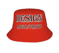 Xenorith Custom Bucket Hat Personalised Cap Design Your Own Explorer Hat Add Logo or Text Summer Travel Beach Sun Hat Funny Gift Idea for Outdoor Adventures Custom Fisherman Bright red