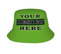 Xenorith Custom Bucket Hat Personalised Cap Design Your Own Summer Travel Beach Sun Hat Add Logo or Text for Men and Women Outdoor Sports Custom Fisherman Hat Lime Green