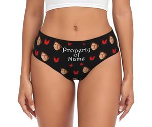 Xenorith Personalised knickers Add you face photo Custom Underwear for Women with Name text funny Customized panties personalised lingerie sexy custom gifts for Valentine's Day