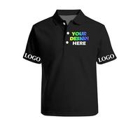 Xenorith Personalised Polo Shirts with Logo Photo Text Name Uniform Workwear Custom Golf Polo Shirts for Mens Womens for Business Company Work Black