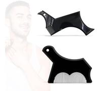 XENQITO 2 Pieces Beard Stencil Men, Beard Stencil, Beard Shaper Template Shaping Tool, Styling Comb Stencil For Goatee, Moustache, Sideburns, Facial Hair, Trimming for Men, Jaw Cut-Out (Black)