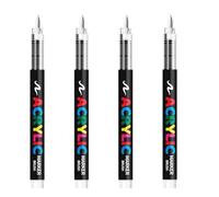 XENQITO Pack of 4 White Textile Pens, Machine Washable, Soft Pen, 1-5 mm Textile Marker, White Permanent Fabric Colouring Pens, Machine Washable for Textiles, Paper and DIY Projects (White)