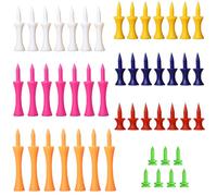 XENQITO Pack of 49 Plastic Golf Tees, 7 Sizes, 25 mm, 31 mm, 37 mm, 43 mm, 51 mm, 59 mm, 70 mm, Plastic Golf Tees, Durable Gradation Castle Tees, Premium Durable Gradation Castle Tee
