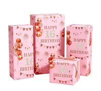 Xenray 16h Birthday Wrapping Paper,5sheets Rose Gold 50x70cm 16 Year Old Printed Patterned Paper