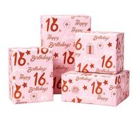 Xenray 16th Birthday Wrapping Paper,5sheets Gift Wrapping Paper 50x70cm Rose Gold,16 Year Old Women Ladies Female Birthday Decoration