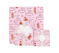 Xenray 30th Birthday Wrapping Paper,4sheets Rose Gold 50x70cm 30 Year Old Printed Patterned Paper