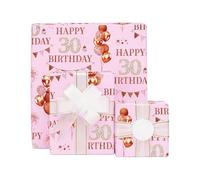 Xenray 30th Birthday Wrapping Paper,5sheets Rose Gold 50x70cm 30 Year Old Printed Patterned Paper